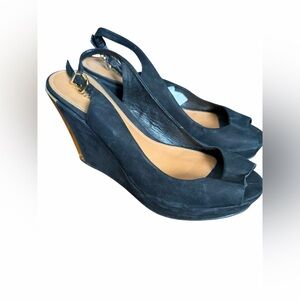 Schultz Elegant Black Slingback Wedges